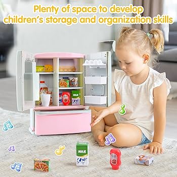 Fidtoy Mini Refrigerator Playset – Light and Music Pretend Kitchen Toy for Kids 3+