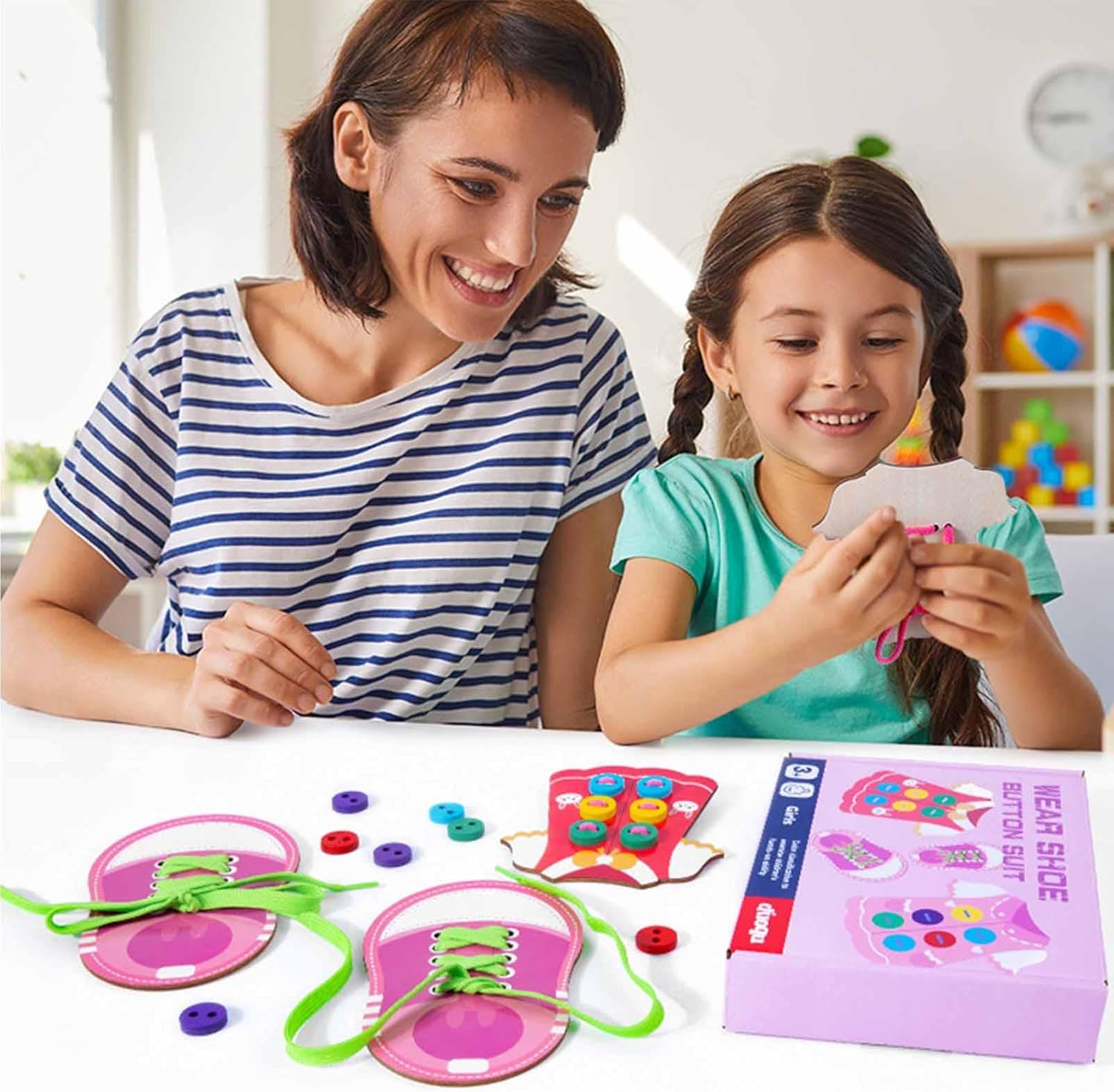 Elbise İplik Açma Oyuncakları - Temel Yaşam Becerileri Kurulu,Ahşap Giysi Diş Açma Oyuncak Ahşap Ince Motor Becerileri Ile Oyuncak Montessori Hediye Çocuklar için Erken Eğitici Hediyeler Yeni Pingpai