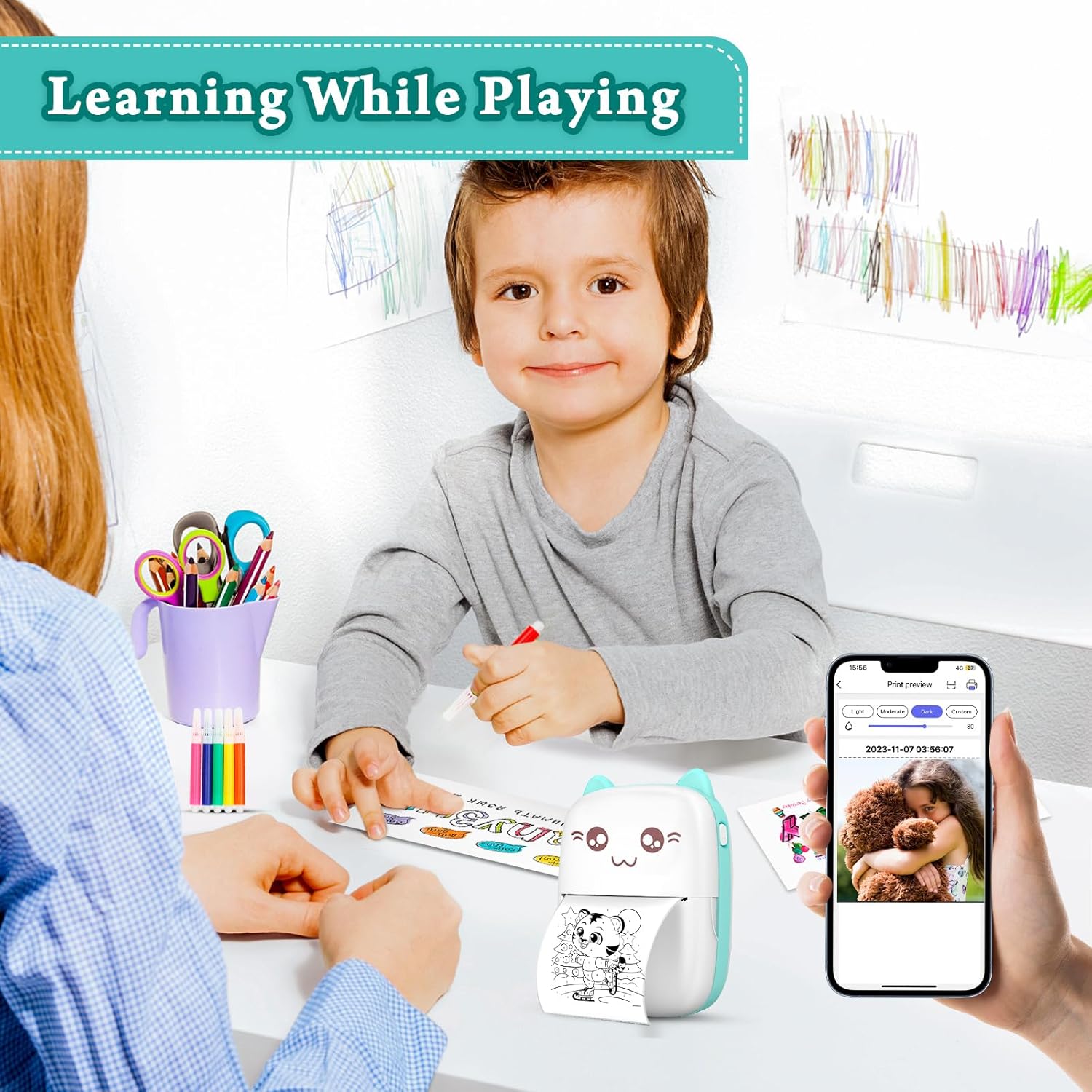 Fidtoy Mini Portable Photo & Sticker Printer with Bluetooth