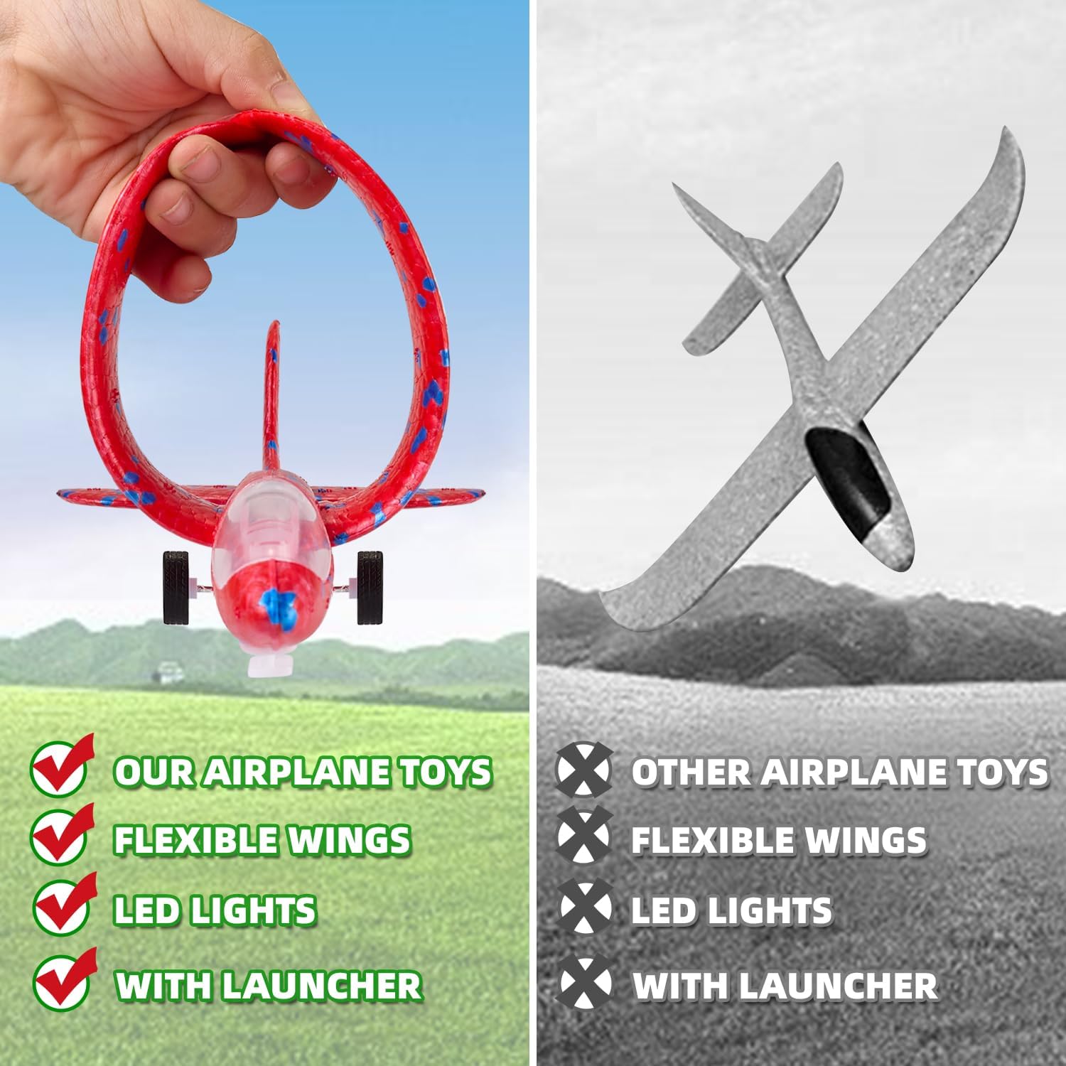 Fidtoy Foam Airplane Launcher Toy Set for Kids Outdoor Glider Play
