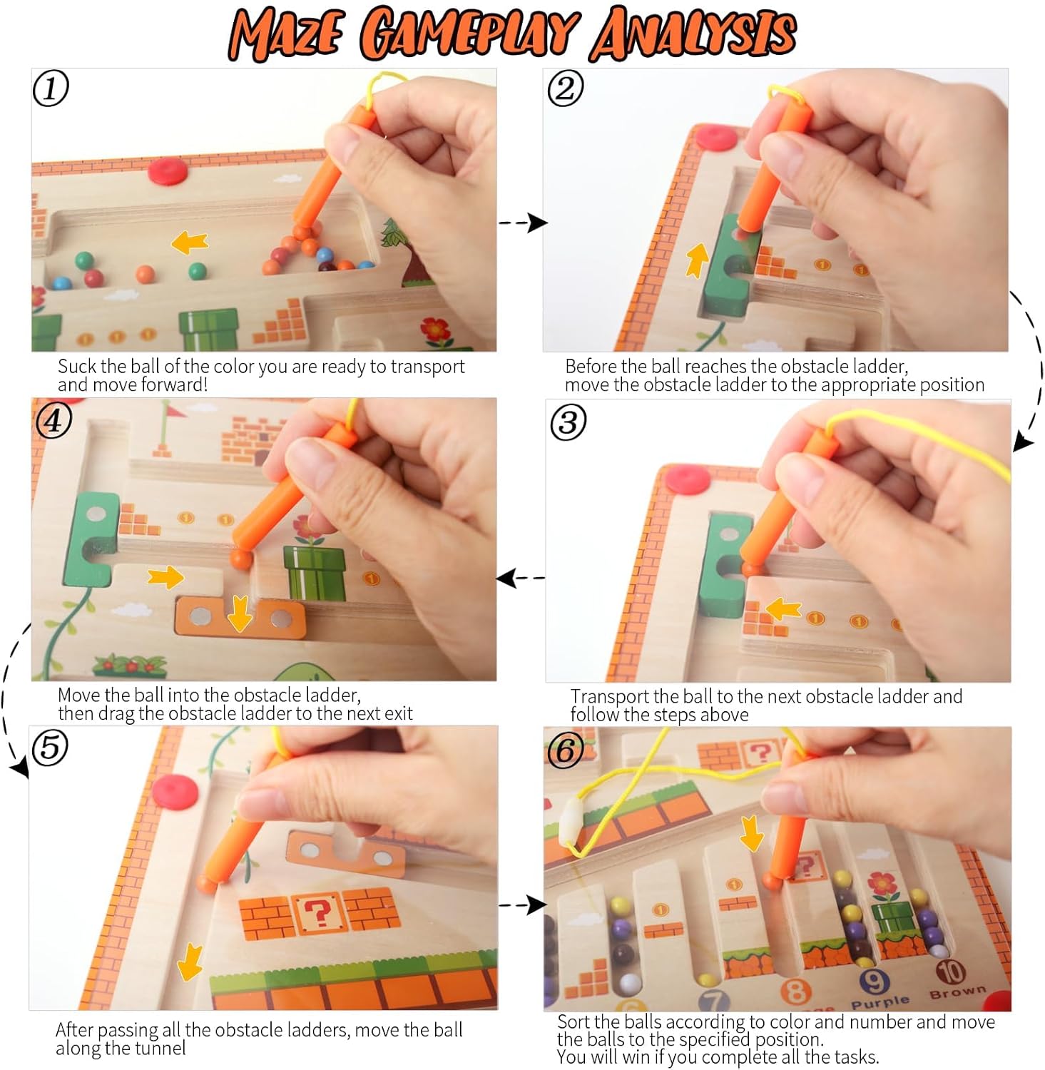 Fidtoy Magnetic Color Number Maze Wooden Learning Toy for Kids