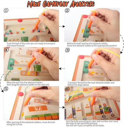Fidtoy Magnetic Color Number Maze Wooden Learning Toy for Kids