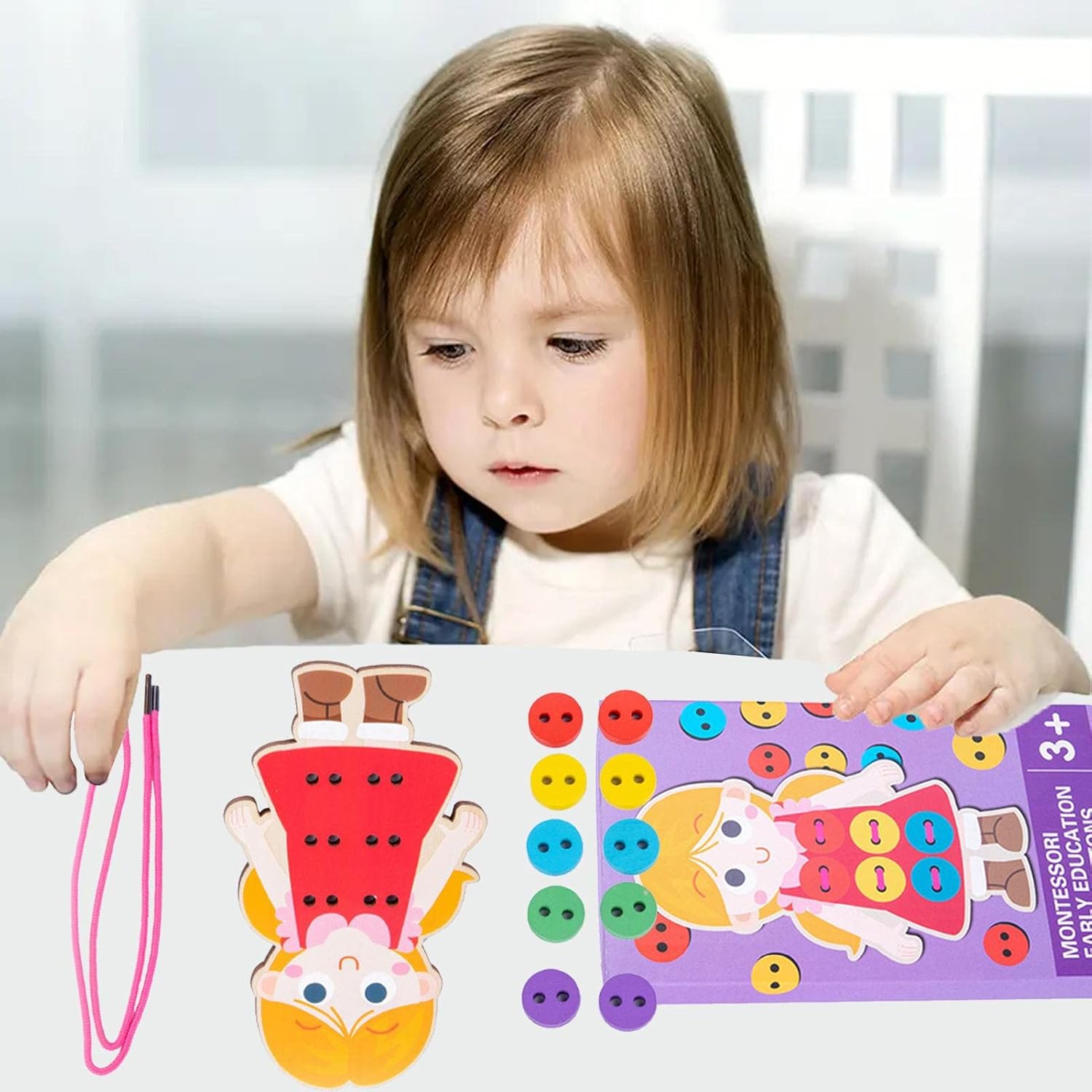 Kongou Sewing Button Toy | Sewing Cards for Children to Learn the Basic Life Skills,Montessori Toy Threading Motor Skills Game for Development