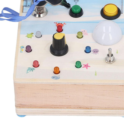 Fidtoy Montessori Busy Board with LED Light Switch Dual Sided Sensory Board Magnetic Maze Fine Motor Skills Learning Toy Travel Quiet Toy Gift