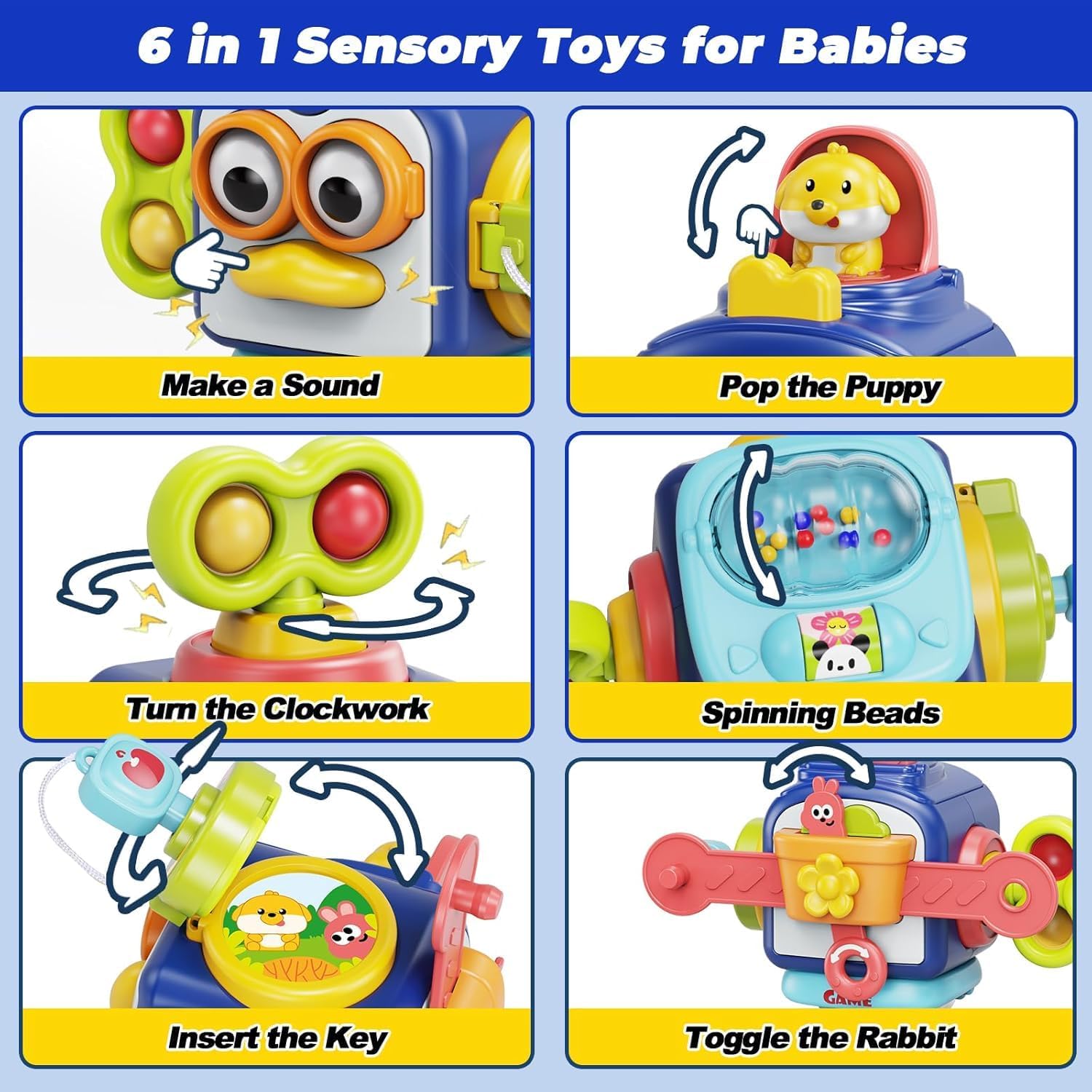 Fidtoy Penguin Travel Activity Cube Toy for Babies