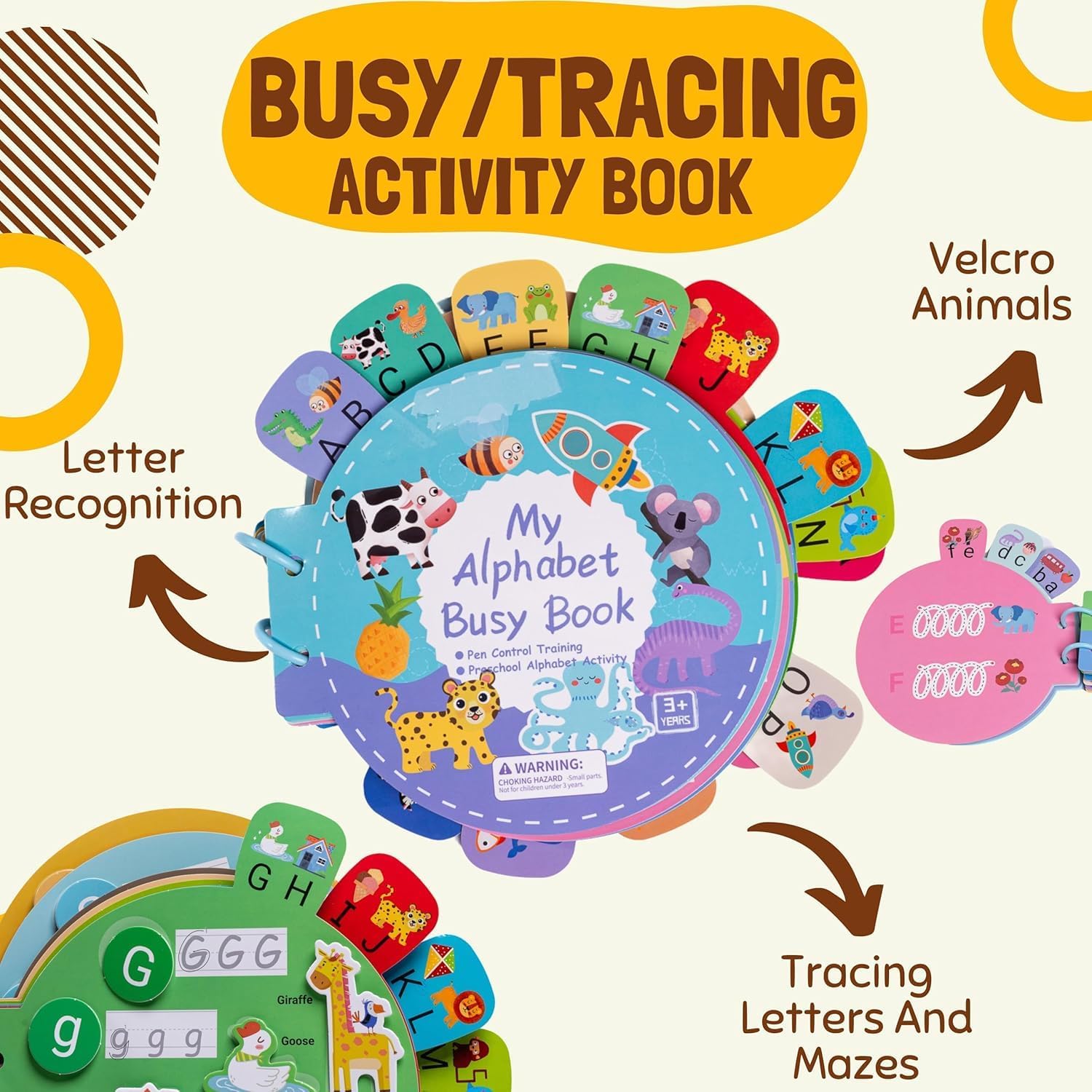 Be2BeKidz Alphabet Learning Busy Book for Toddlers 1–3 | Montessori ABC Activity Book for Kids | Babybus Style Educational Toy for Preschool Learning & Fine Motor Skills Development