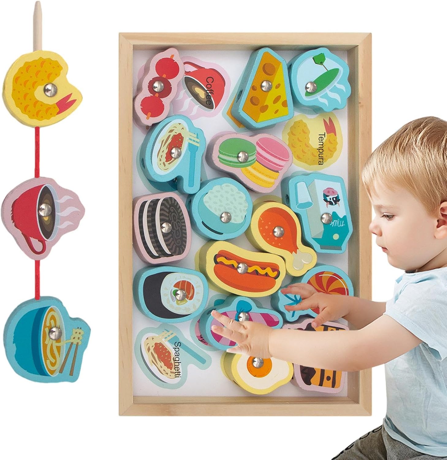 Jeu de Tige magnétique - Jeu de pêche pour Tout-Petits, Jouets de motricité Fine - Ensemble de pêche, Cadeau d'anniversaire, de noël, de pâques, pour garçons et Filles
