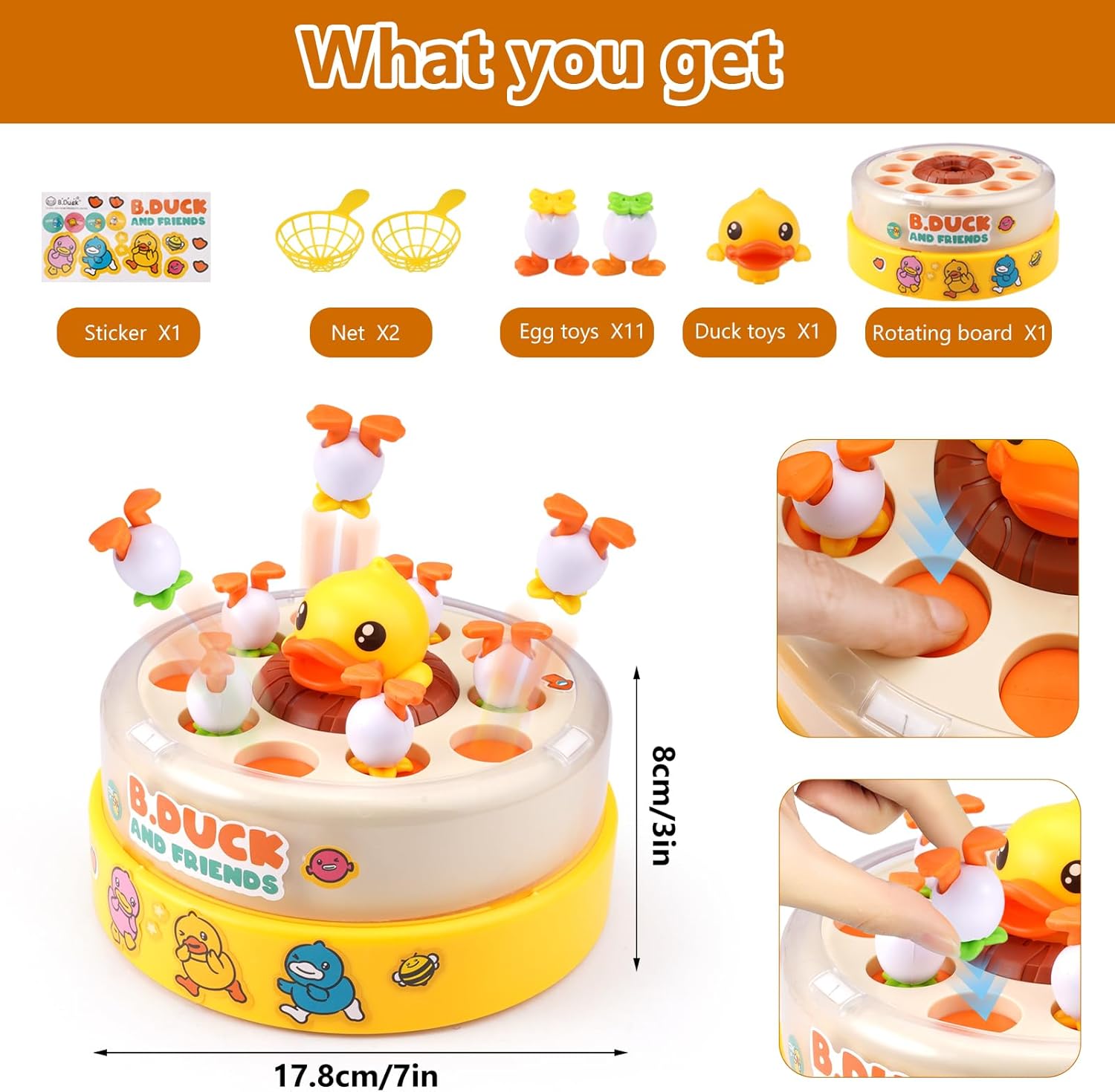 Fidtoy Duck Catching Game with Music Lights and Jumping Eggs