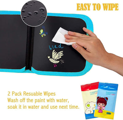 Fidtoy Reusable Drawing Slate Book for Kids – Erasable Doodle Book with Washable Markers, Portable Travel Drawing Pad, Dinosaur Theme, and Creative Writing Practice