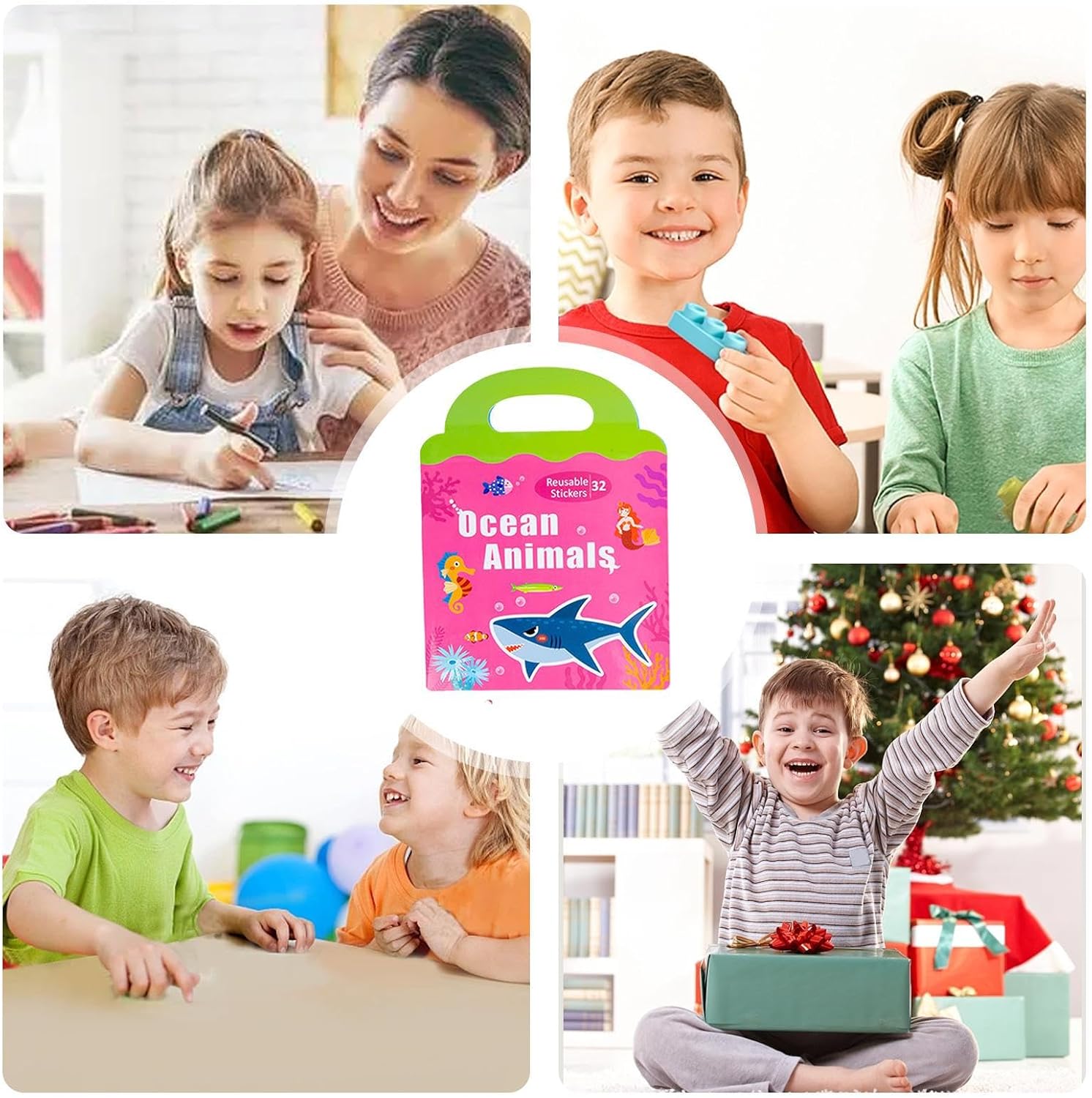 Toseky Reusable Sticker Book, Stickers Activity Books, Magnetic Stickers, Reusable Travel Early Educational Learning/Girls Age 4-6