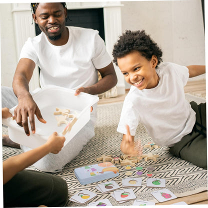 CIYODO 1 Game Puzzle Cognitive Word Animal Matching Puzzle Game Letter Learning Game Learning Cards Parent-child Tin Box Wooden Game Set