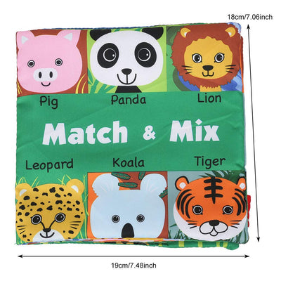 Fidtoy Montessori Soft Cloth Picture Book for Babies – Animal Sensory Fabric Book, Crinkle Early Learning Toy, Tactile Baby Book for Visual Recognition