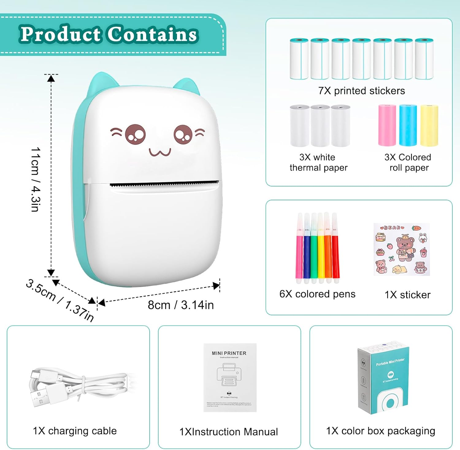 Mini impresora portátil para fotos y pegatinas