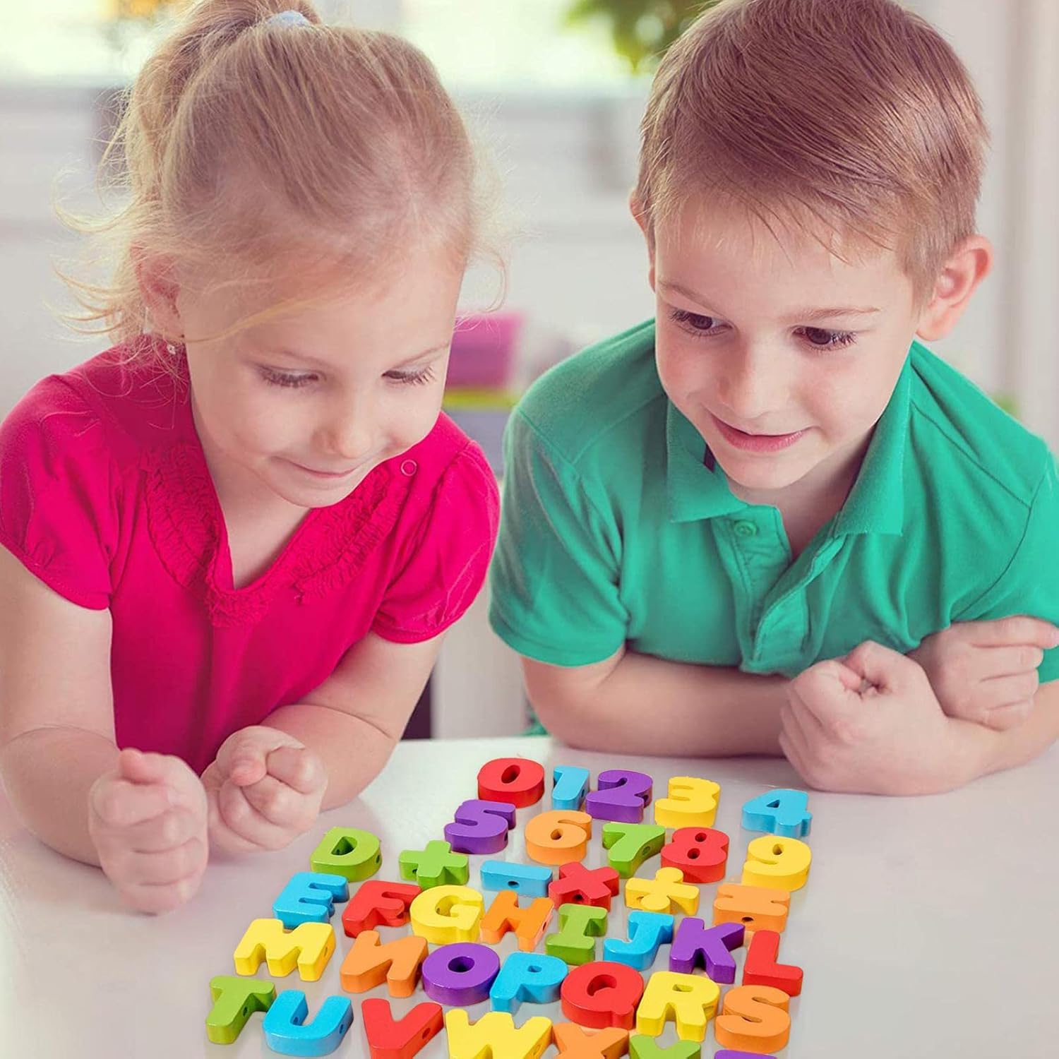 Montessori Lace Beads, DIY String Beads Play Set, Wooden Toy, Preschool Strings, Fine Motor Skills Toy for Boys and Girls