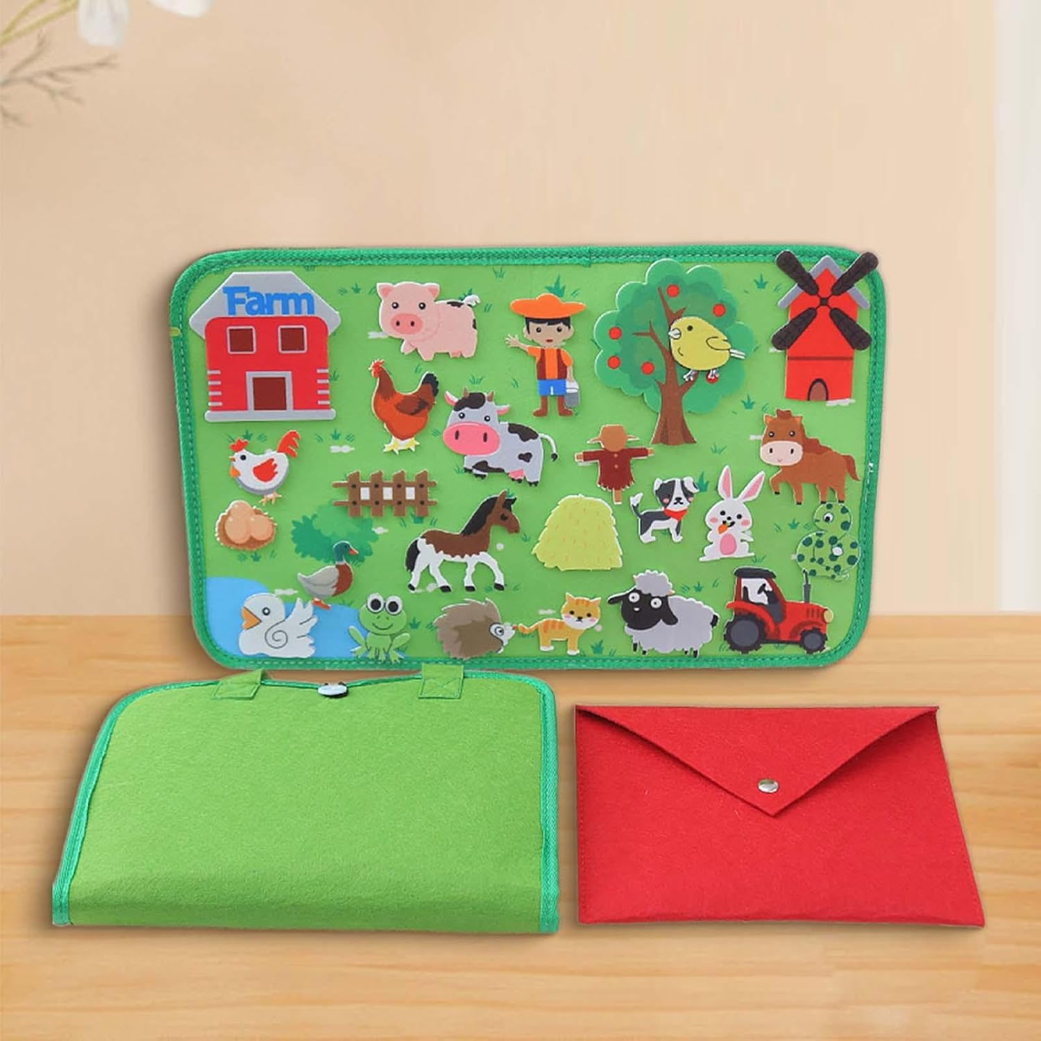 Conjunto de Placa Interativa para Estimular a Imaginação das Crianças, fazenda