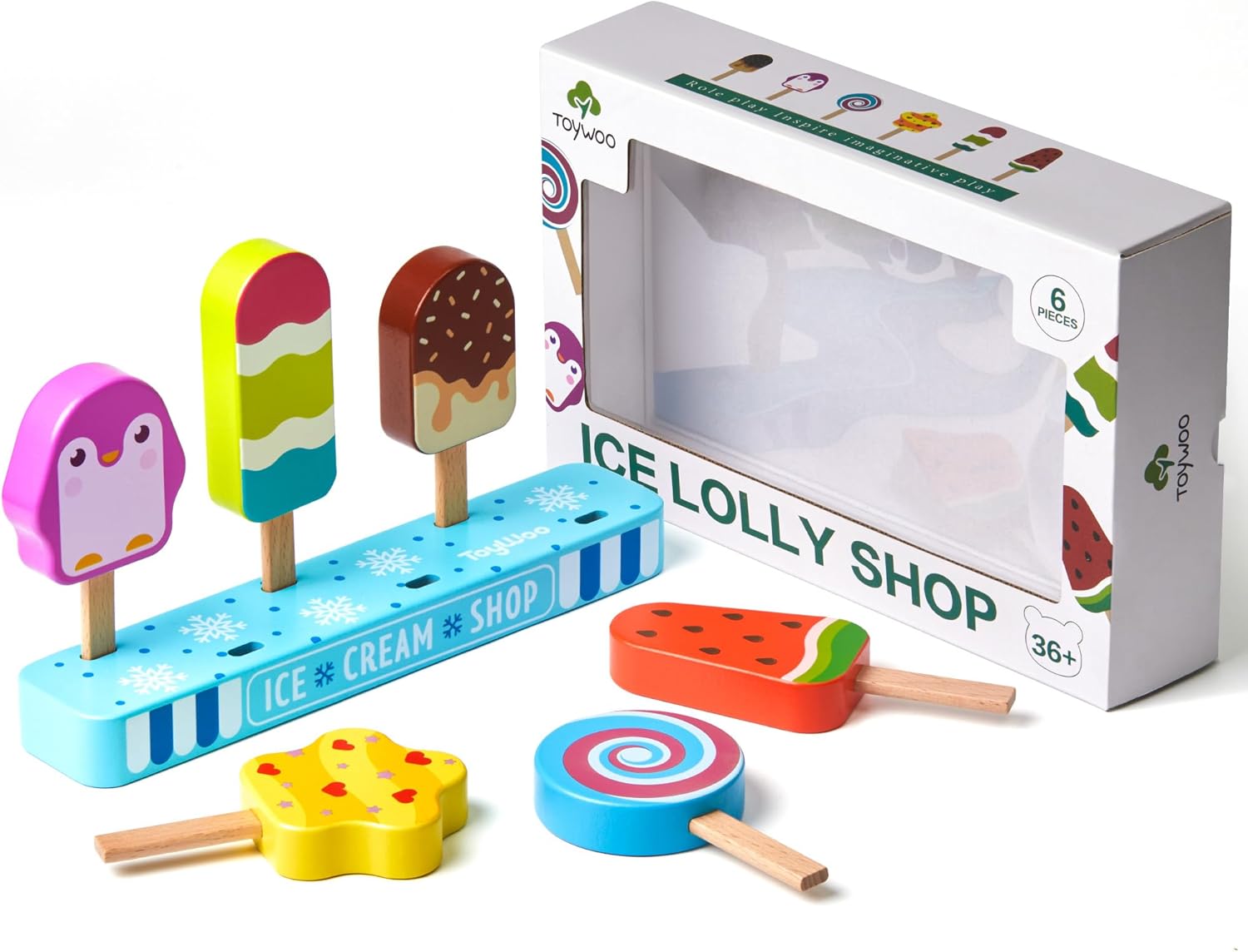 Fidtoy Set de Helados de Madera para Juego de Imitación de Niños Pequeños