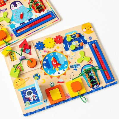 Fidtoy Montessori Busy Board Book pour tout-petits, tableau d'activités sensorielles avec fermetures éclair, boucles, boutons, jouet d'apprentissage, motricité fine, jouet de voyage calme, cadeau