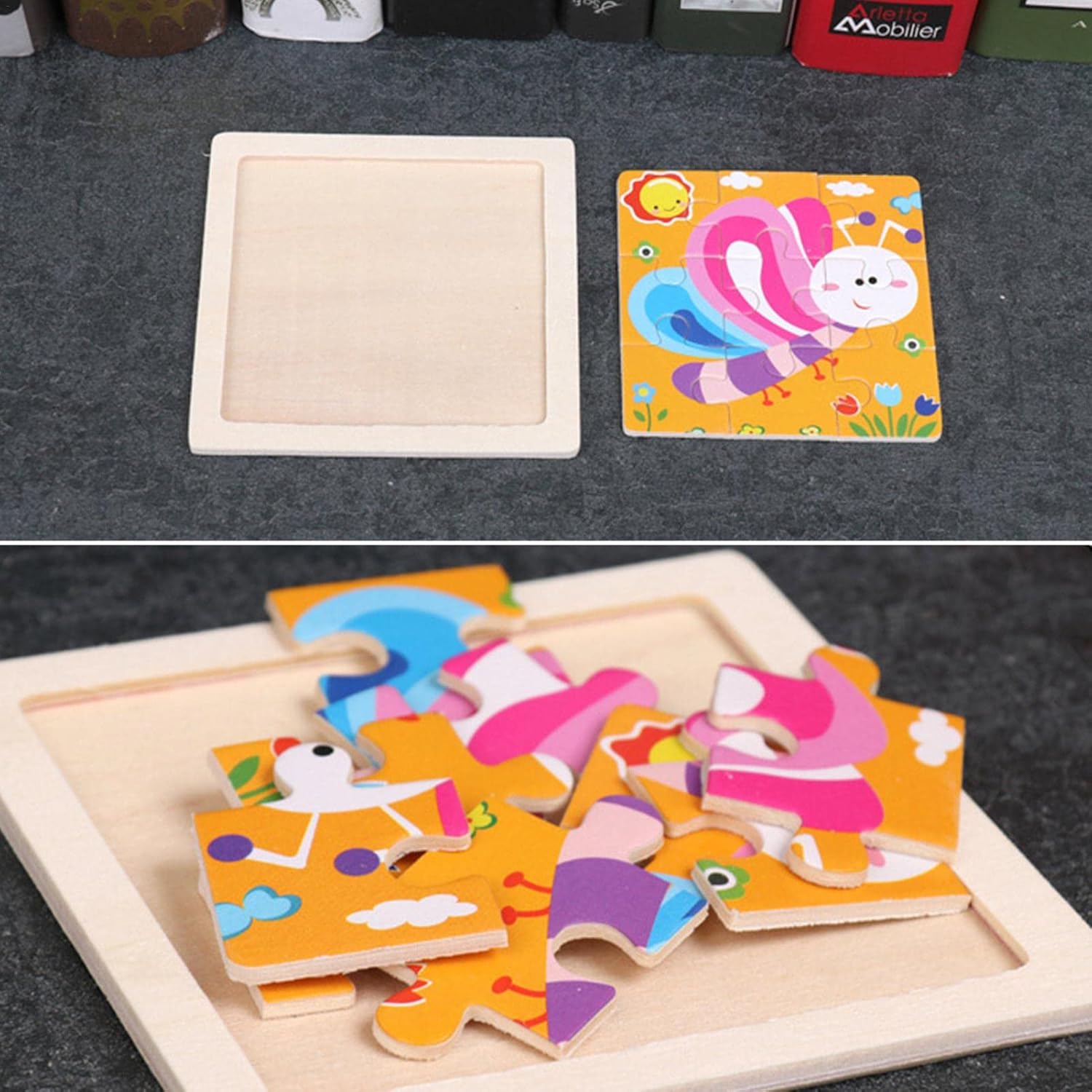 Fidtoy Puzzle en bois Montessori Insectes pour tout-petits – Jouet d'apprentissage éducatif pour les 3 ans et plus