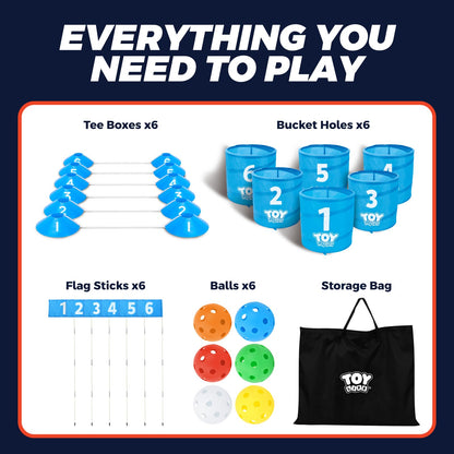 TOY Life Golf Game Set, 6 Holes Backyard Golf Bucket Game for Adults Kids, Practice Golf Course with Balls and Flag, Outdoor Indoor Golf Yard Game for Beach, Camping and Lawn