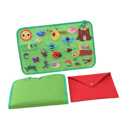 Jouet Montessori Éducation Précoce Portable Coordination Main-Œil Ensemble de Planche d'Activités Insecte