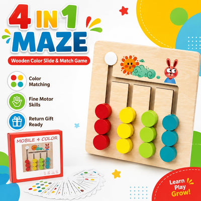 Petit jeu de logique en bois à 4 couleurs - 061