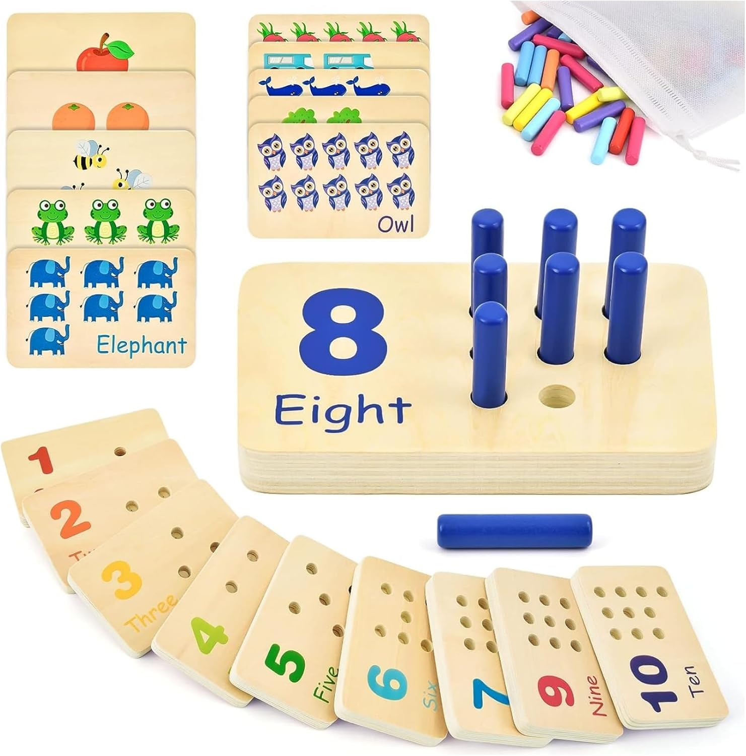 Jeu de comptage en bois Montessori Fidtoy Peg Board