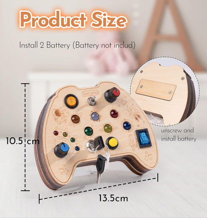 KidMigo Montessori Wooden Busy Board Toy with LED Light Switch, Key Switches for Motor Skills, Sensory Toys for 2-5 Years and Up