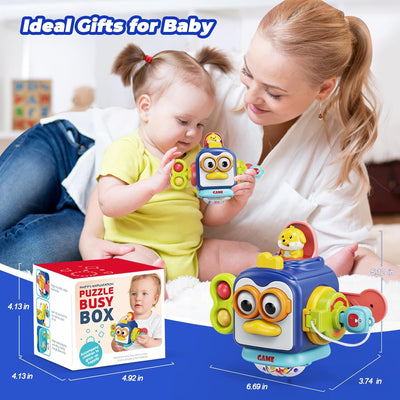 Fidtoy Montessori Busy Activity Cube for Babies – Sensory Travel Toy for Fine Motor Learning and Toddler Development