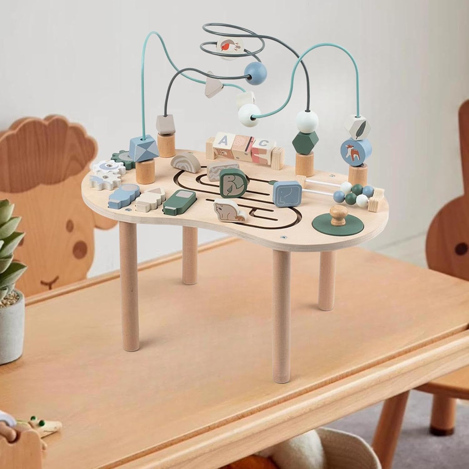 Activity Table Shape Recognition Track Maze with Bead Maze for Infant Kids