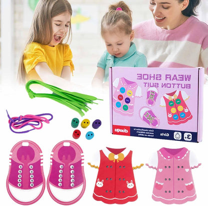 Elbise İplik Açma Oyuncakları - Temel Yaşam Becerileri Kurulu,Ahşap Giysi Diş Açma Oyuncak Ahşap Ince Motor Becerileri Ile Oyuncak Montessori Hediye Çocuklar için Erken Eğitici Hediyeler Yeni Pingpai