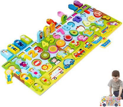 Kids Fishing Game Magnetic - Car Wooden Magnetic Fishing Game,Fishing Catching Counting Games Puzzle With Numbers And FigureMath Educational Toys for 1-3 Years Old Girl Boy Children