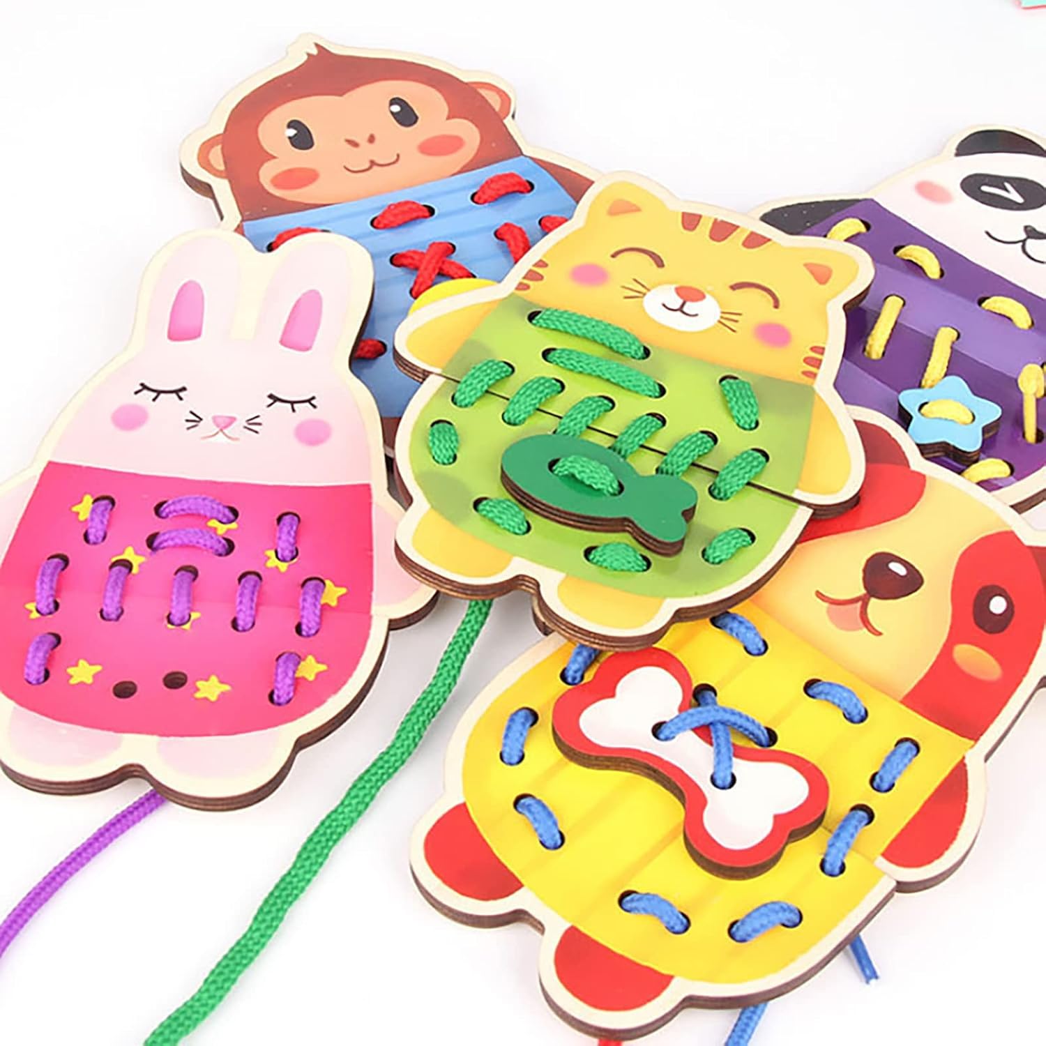 Puzzle, Board Game, Lacing, Bowknot Practice, Cute Animal Type, Various Animals, Laces, Laces, Felt Teaching Materials, Educational Toys, Shapes, Buttons, Colorful, Wooden Toys, Production
