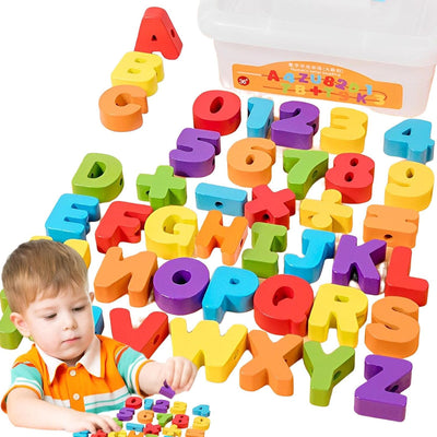 Perles à lacer Montessori, jeu de perles à enfiler DIY, jouet en bois, laçage pour la maternelle, jouet pour le développement de la motricité fine pour garçons et filles