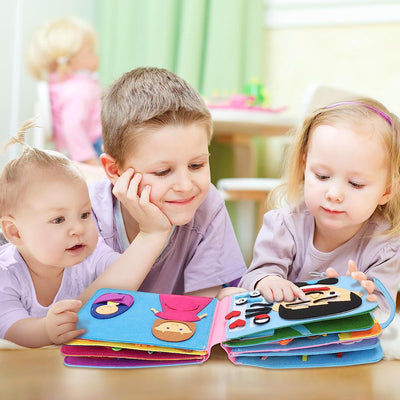 Fidtoy Montessori Felt Busy Book for Toddlers – Interactive Learning & Sensory Toy, Ages 1-4