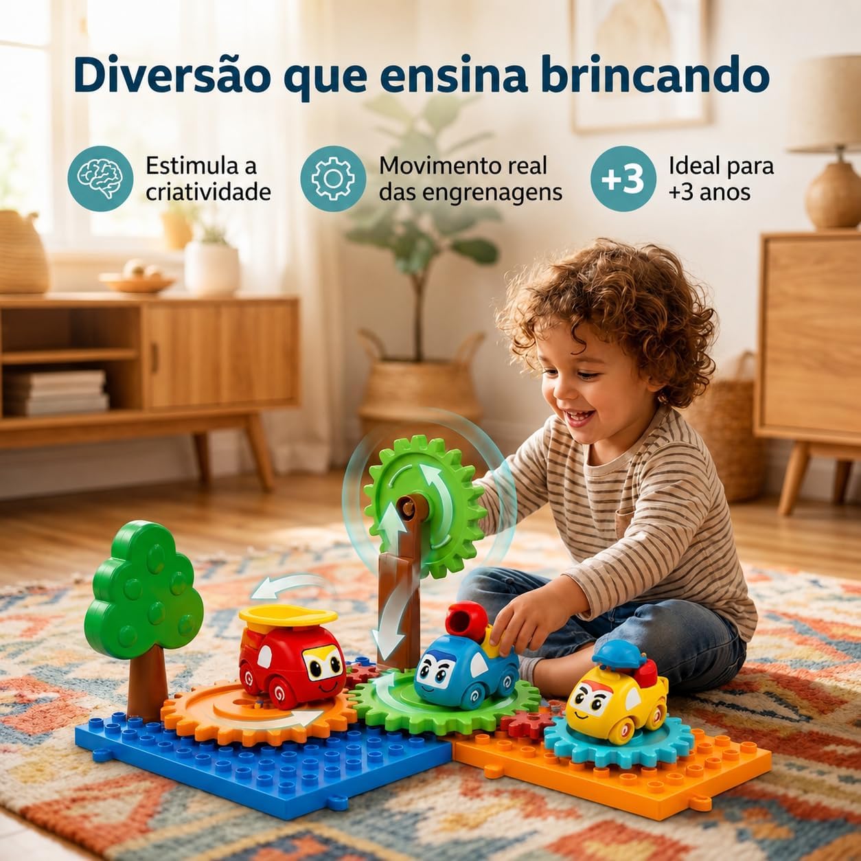 Fidtoy 18PCS Gear Building Toy for Kids – Interactive Rotating Gear Construction Set for STEM Learning, Creative Building & Fine Motor Development Ages 3+