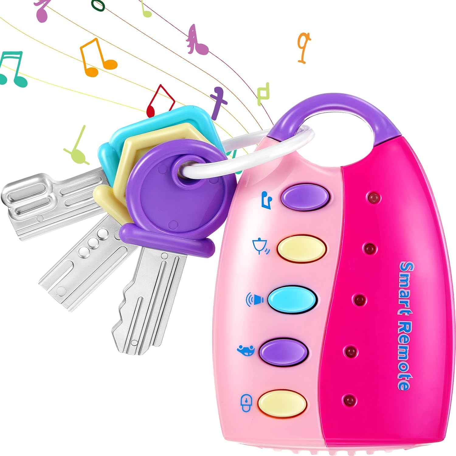 Fidtoy Musical Car Key Toy for Toddlers – Interactive Baby Car Remote Toy with Lights, Sounds & 10 Songs for Early Learning Play