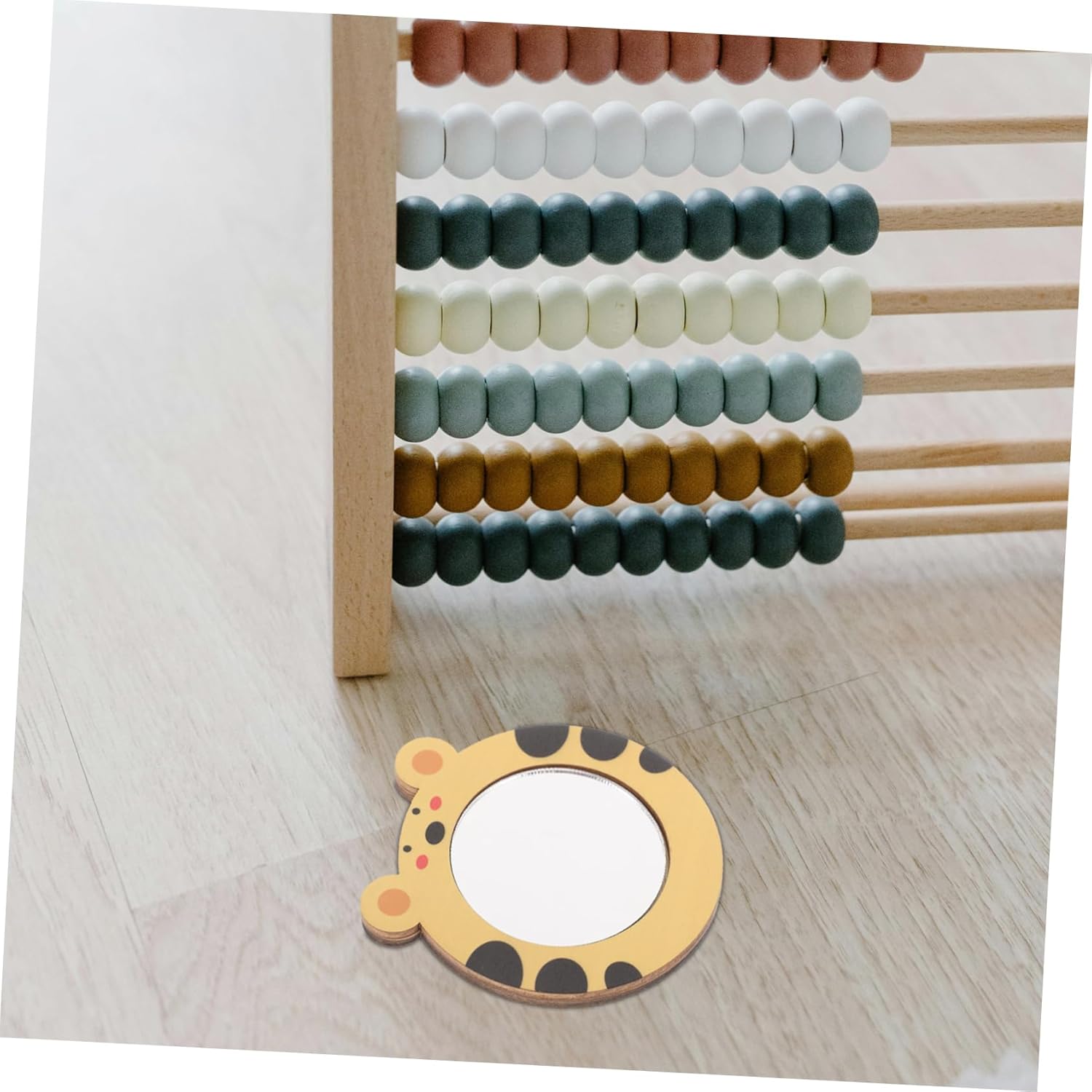 SUPVOX Educational Tiger Mirror Small Wooden Craft Mirror for Boys and Girls Handheld Baby Mirror Toys Safe for Boys and Girls Play