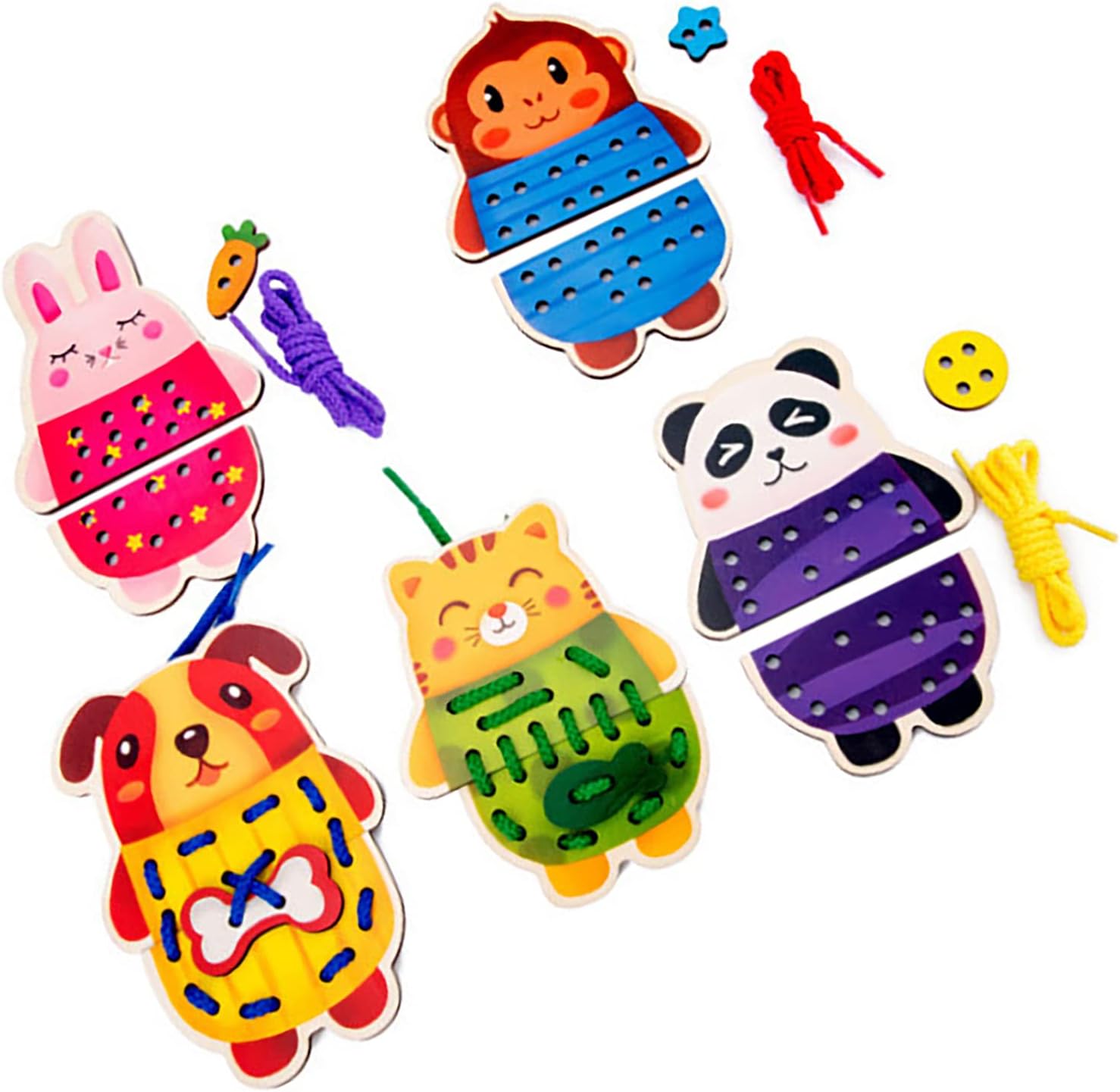 Puzzle, Board Game, Lacing, Bowknot Practice, Cute Animal Type, Various Animals, Laces, Laces, Felt Teaching Materials, Educational Toys, Shapes, Buttons, Colorful, Wooden Toys, Production