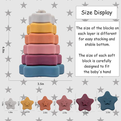 Fidtoy Silicone Star Stacking Toy for Toddlers Montessori Sensory Learning Set