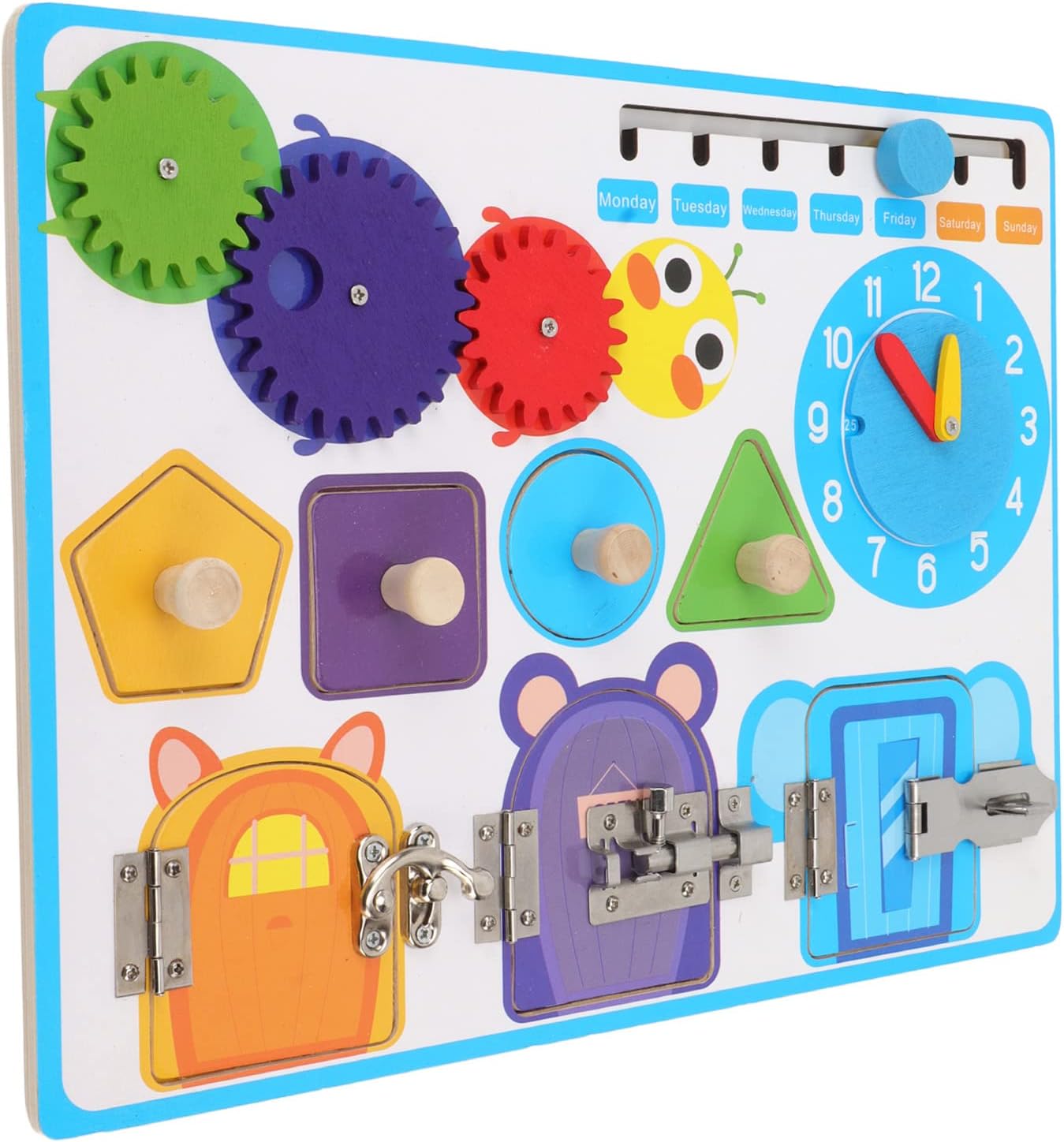 Janzoom Tablero Sensorial, Reloj Despertador Tablero de Actividades Sensoriales para el Hogar, gco6szb4th