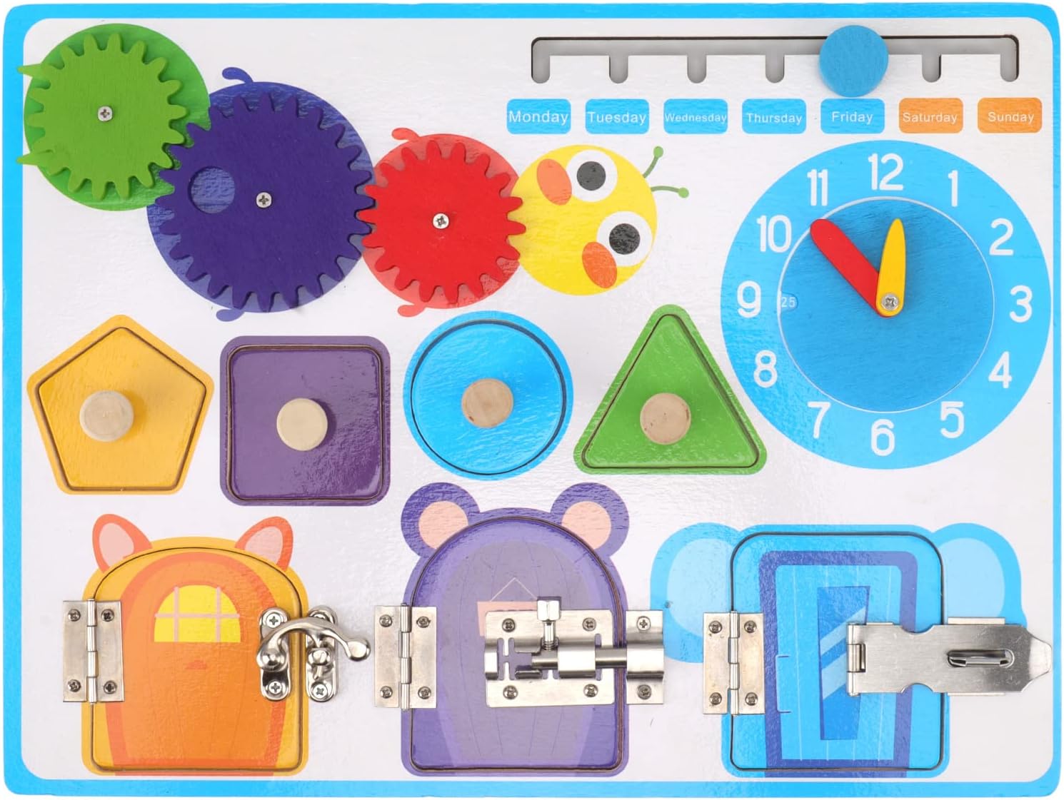 Janzoom Tablero Sensorial, Reloj Despertador Tablero de Actividades Sensoriales para el Hogar, gco6szb4th