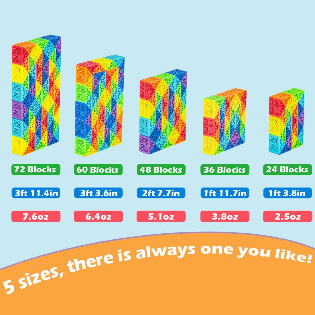 Sensory Fidget Snake Cube Twist Puzzles - Large Size Magic Snake Toy - Party Favors for Kids & Adults Rainbow & Hollow Out - 60 Wedges