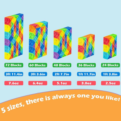 Sensory Fidget Snake Cube Twist Puzzles - Large Size Magic Snake Toy - Party Favors for Kids & Adults Rainbow & Hollow Out - 60 Wedges