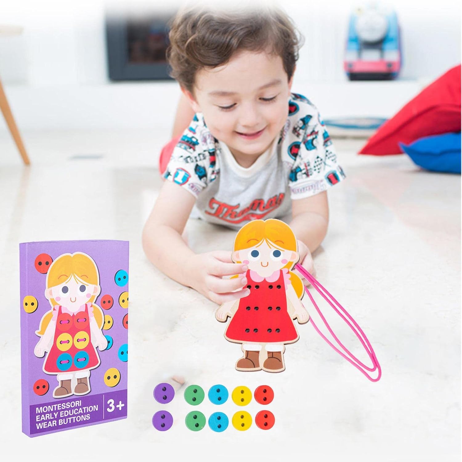 Kongou Sewing Button Toy | Sewing Cards for Children to Learn the Basic Life Skills,Montessori Toy Threading Motor Skills Game for Development