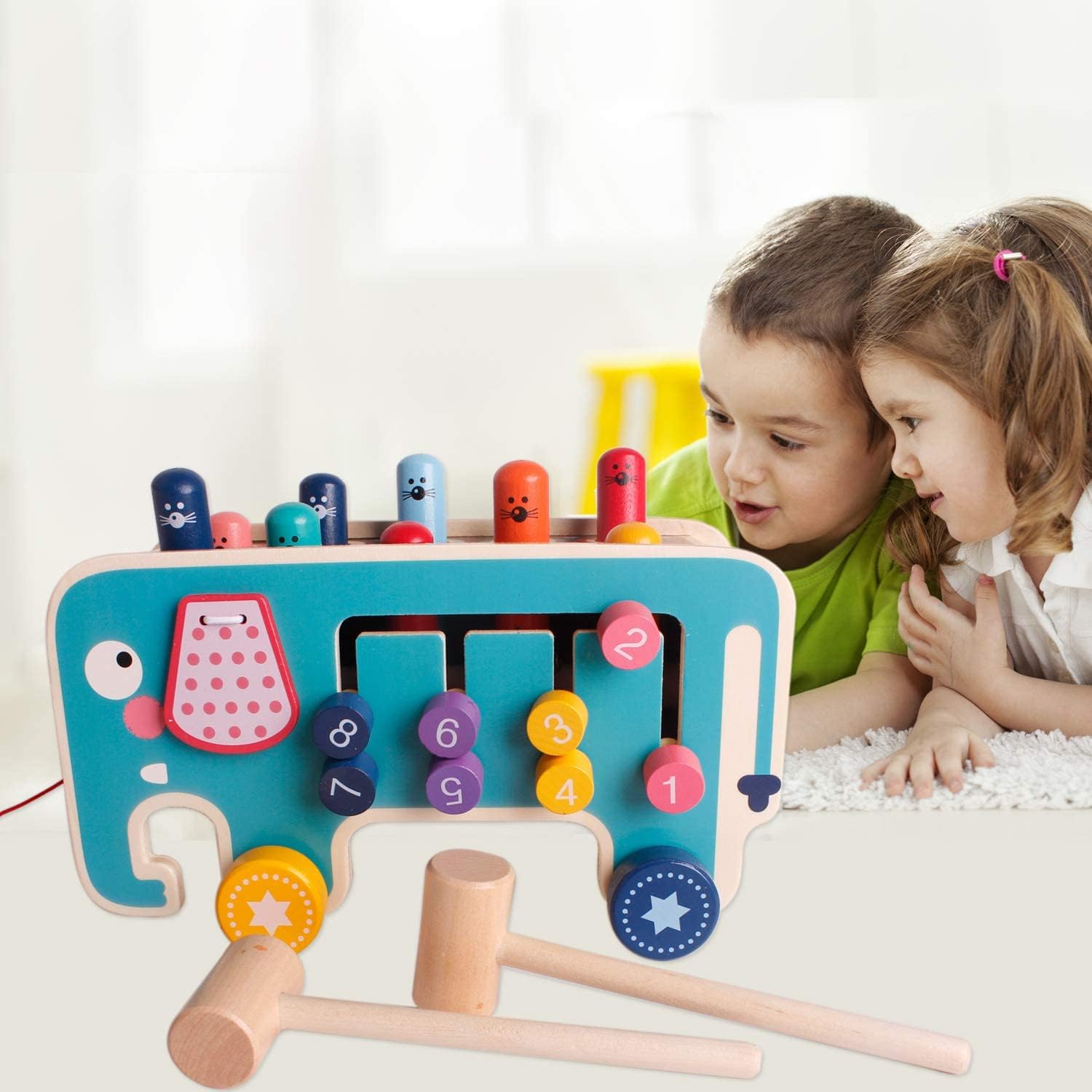 Fidtoy Banc à Marteler Montessori pour Tout-petits – Jouet Musical en Bois avec Marteau pour l'Éveil et la Motricité Fine