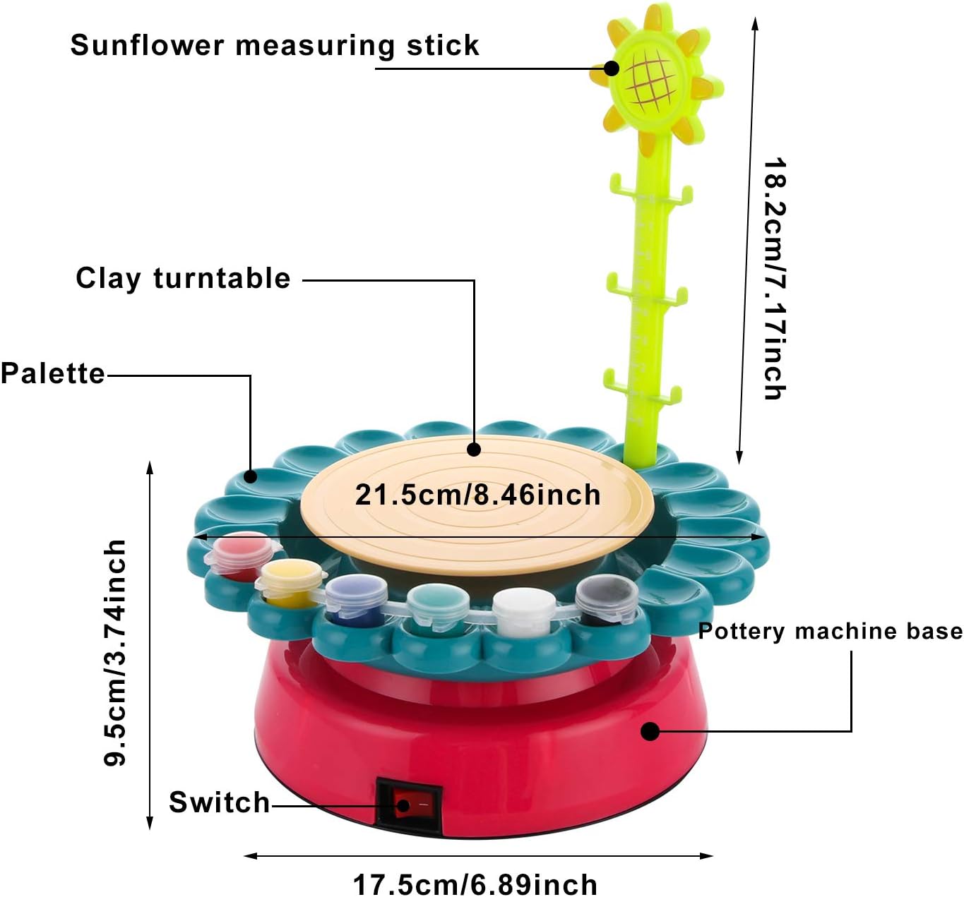Fidtoy Electric Pottery Wheel Kit for Kids with Clay and Paints