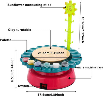 Fidtoy Electric Pottery Wheel Kit for Kids with Clay and Paints