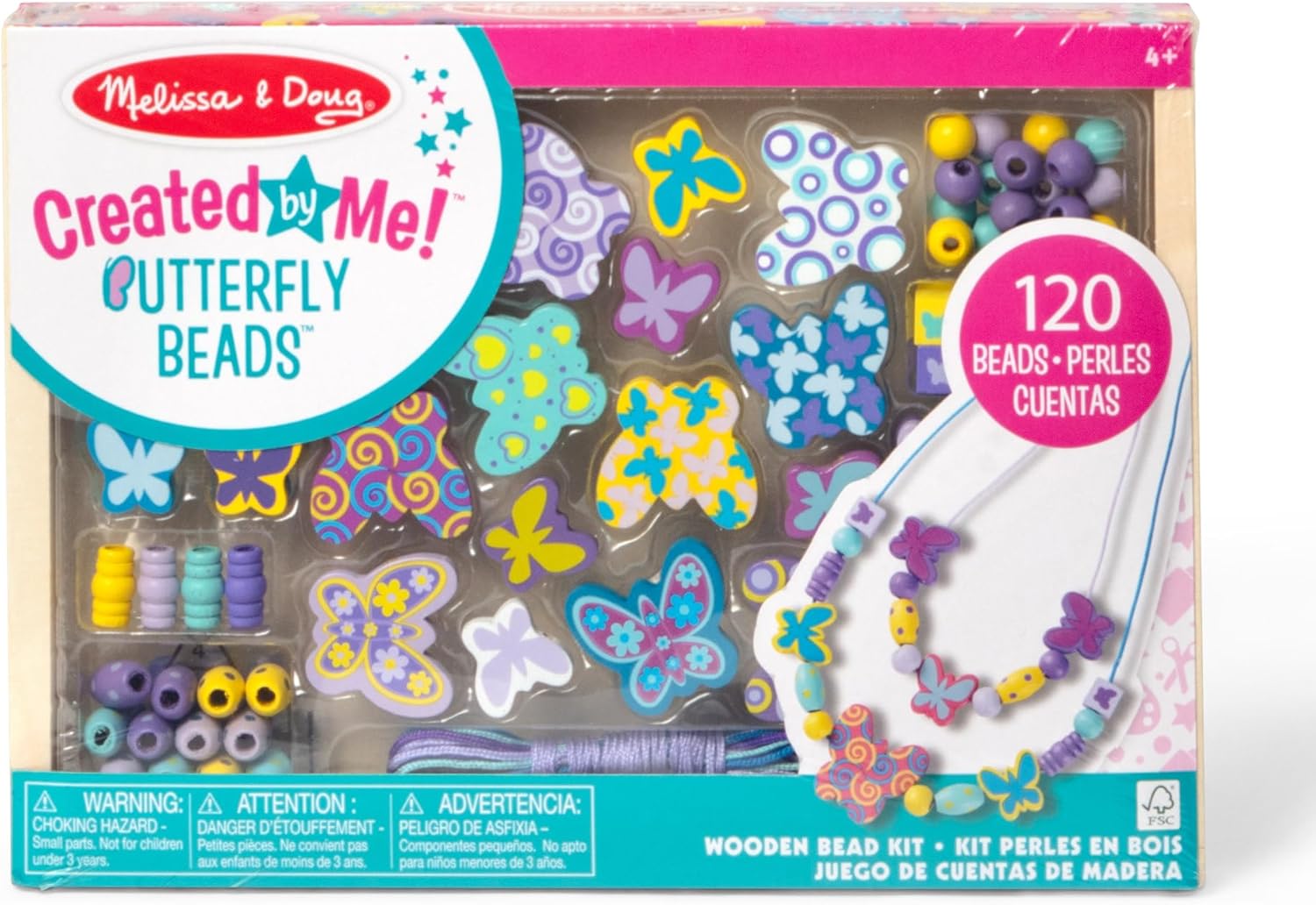 Fidtoy Papillon Perles en Bois pour la Fabrication de Bijoux pour Enfants