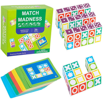 Fidtoy Puzzle Board Game for Kids Brain Development Matching Blocks Game for 3+ Year Olds Family Game Night Logic Thinking Training Toy