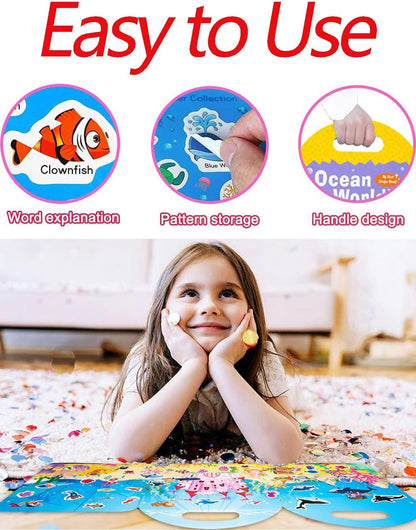 SIBBYE Portable Jelly Quiet Book,Reusable Sticker Book for Kids, Preschool Learning Activities for Toddler-Travel Toys Sticker Book Educational Gifts (Ocean)